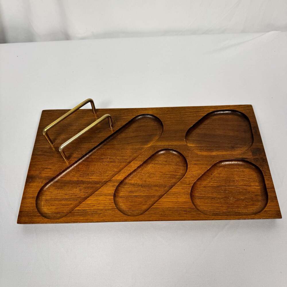 Vintage MCM Mission Crafted Walnut Men's Dresser Valet Caddy Organizer